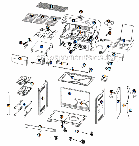 Page A Diagram and Parts List for GBC1273SP  Uniflame Grill