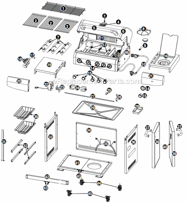 Page A Diagram and Parts List for GBC1273W  Uniflame Grill