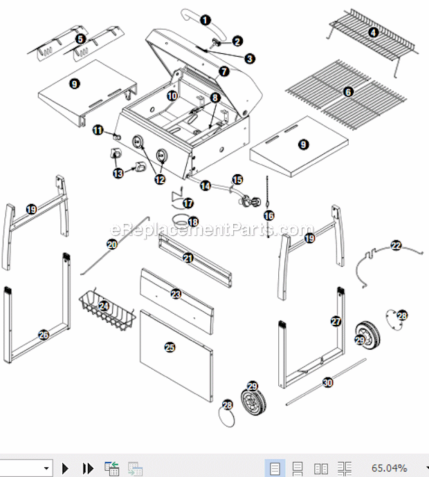Page A Diagram and Parts List for GBC1305W  Uniflame Grill