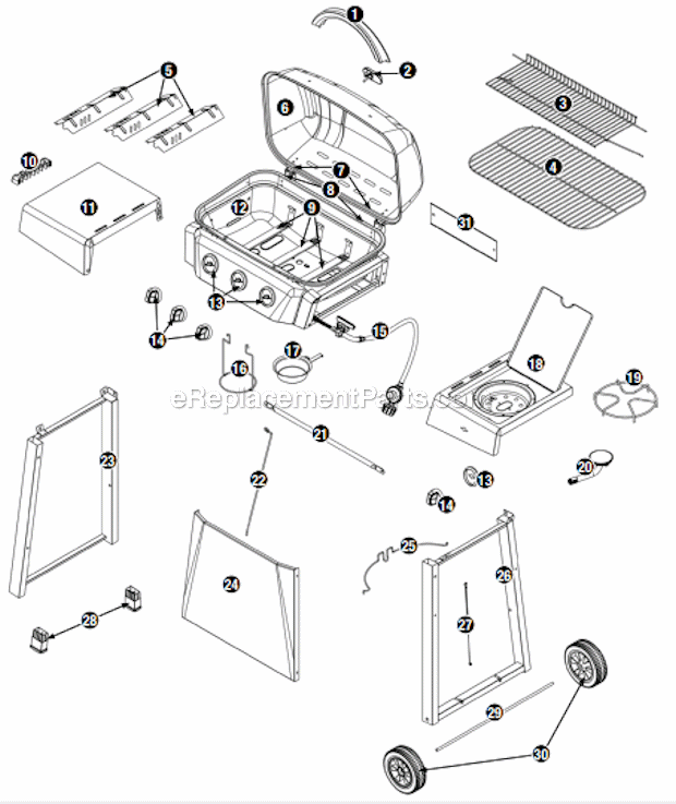 Page A Diagram and Parts List for GBC1329W  Uniflame Grill