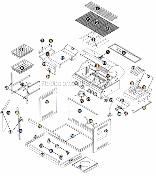 Page A Diagram and Parts List for GBC873W  Uniflame Grill