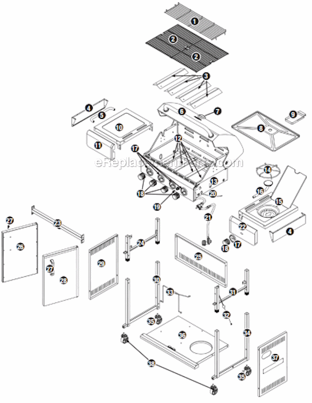 Page A Diagram and Parts List for GBC956W1-C  Uniflame Grill