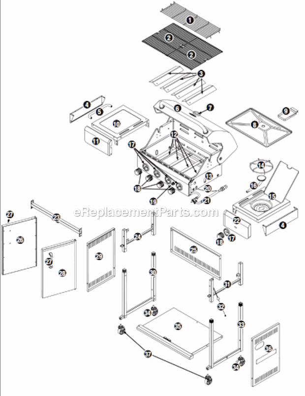 Page A Diagram and Parts List for GBC956W1NG-C  Uniflame Grill