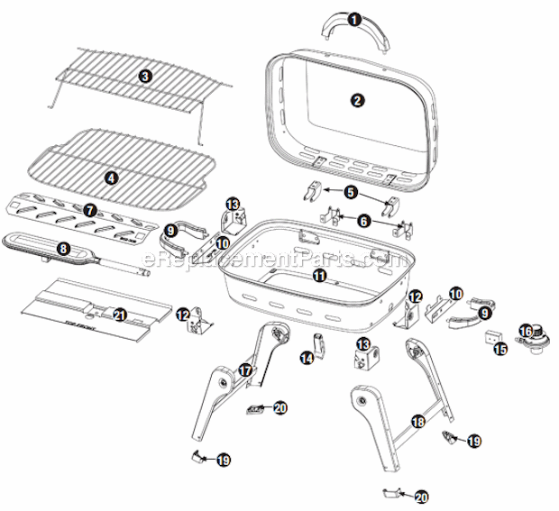 Page A Diagram and Parts List for GBT1012W  Uniflame Grill