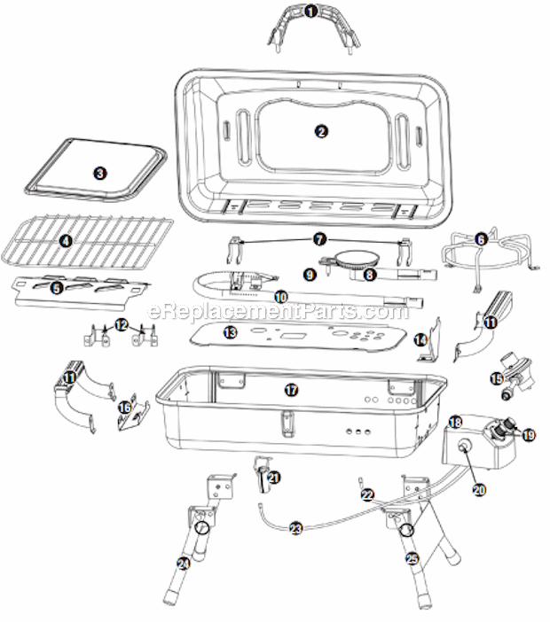Page A Diagram and Parts List for GBT1030  Uniflame Grill