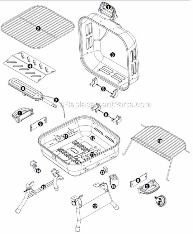 Page A Diagram and Parts List for GBT702  Uniflame Grill
