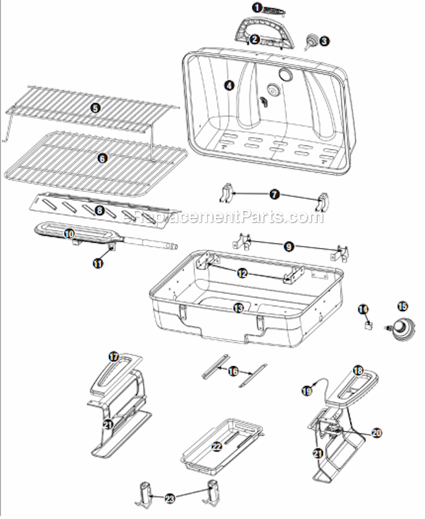 Page A Diagram and Parts List for GBT830L  Uniflame Grill