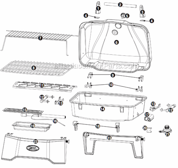 Page A Diagram and Parts List for GBT9080L  Uniflame Grill