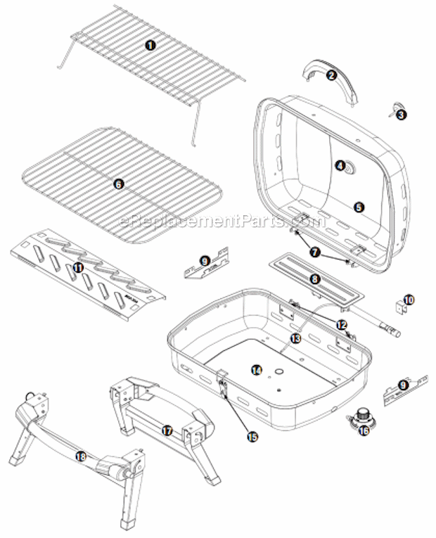 Page A Diagram and Parts List for GBT926WRS  Uniflame Grill