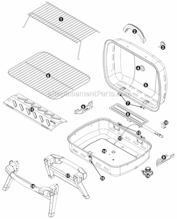 Page A Diagram and Parts List for GBT926W  Uniflame Grill