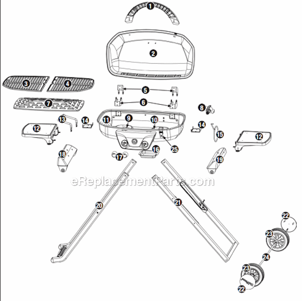 Page A Diagram and Parts List for GTC1000W  Uniflame Grill