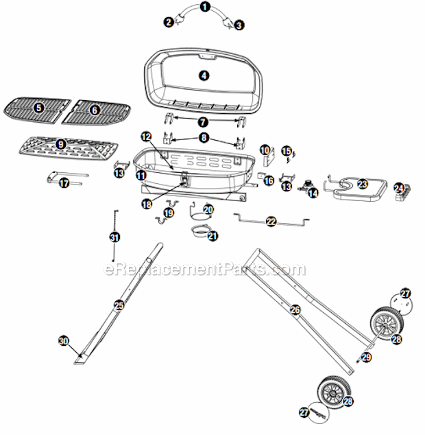 Page A Diagram and Parts List for GTC1205B  Uniflame Grill