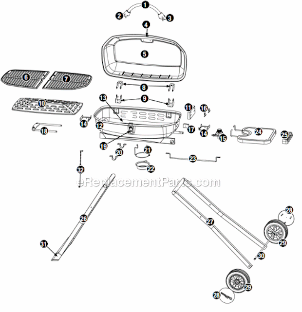 Page A Diagram and Parts List for GTC1205WHL-C  Uniflame Grill