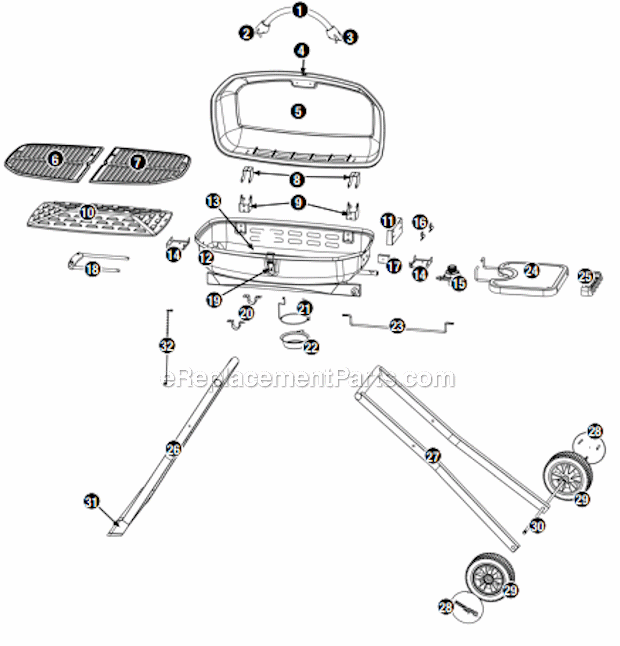 Page A Diagram and Parts List for GTC1205WHL  Uniflame Grill