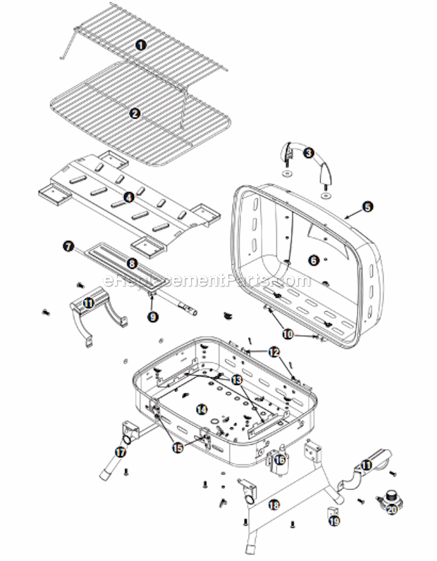 Page A Diagram and Parts List for HBT722W  Uniflame Grill