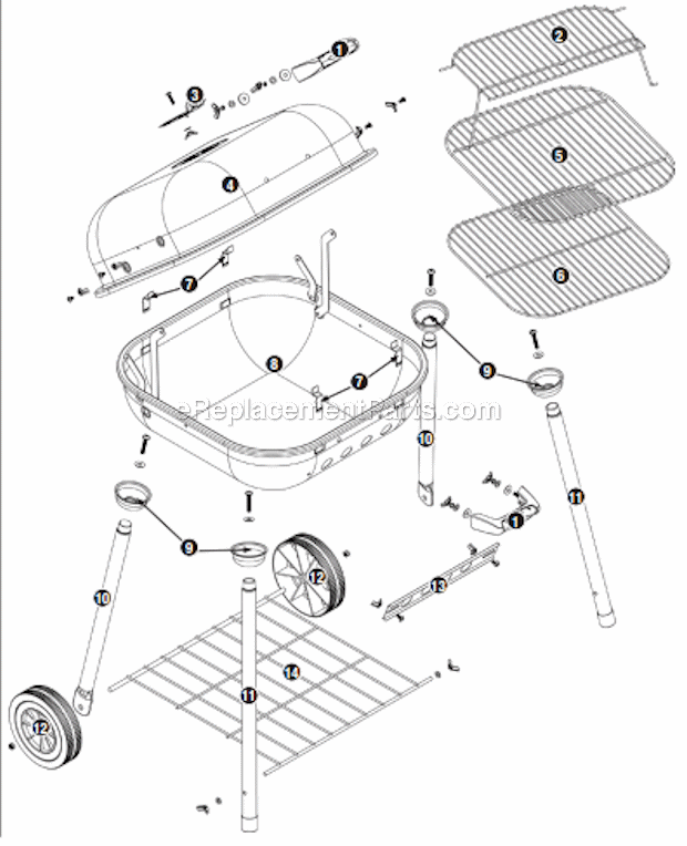 Page A Diagram and Parts List for NB1854WRT-C  Uniflame Grill