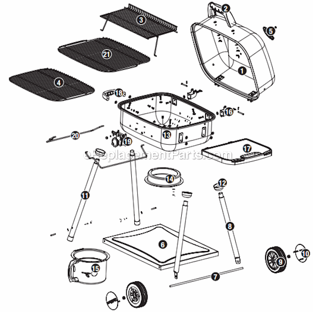 Page A Diagram and Parts List for NPC1924P  Uniflame Grill