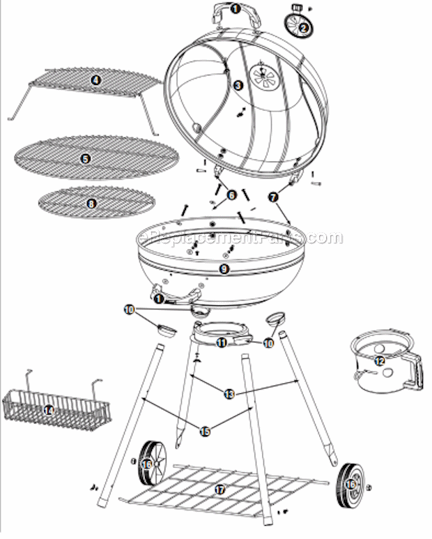 Page A Diagram and Parts List for NPC2204  Uniflame Grill