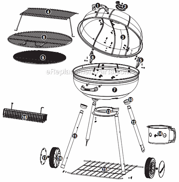 Page A Diagram and Parts List for NPC2604  Uniflame Grill