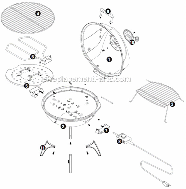 Page A Diagram and Parts List for NPE1605  Uniflame Grill