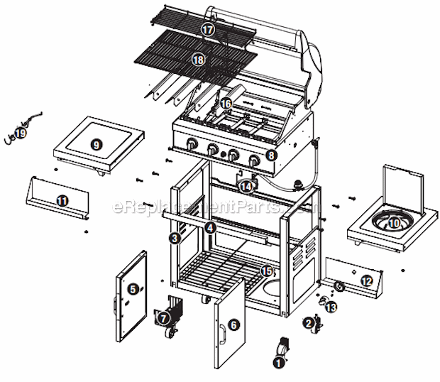 Page A Diagram and Parts List for NSG3902B  Uniflame Grill