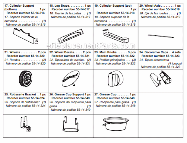 Page B Diagram and Parts List for NSG4303  Uniflame Grill