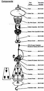 Page A Diagram and Parts List for 72400  Uniflame Outdoor Heater