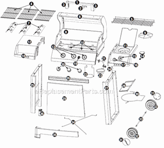 Page A Diagram and Parts List for GBC1030W  Uniflame Grill