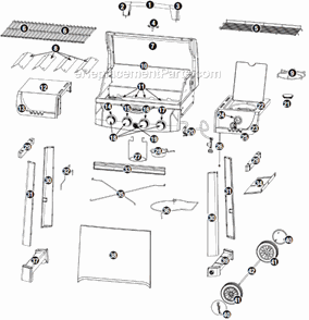 Part Location Diagram of 55-08-145 Uniflame Cart Frame Support Wire B
