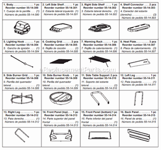 Page A Diagram and Parts List for NSG4303  Uniflame Grill