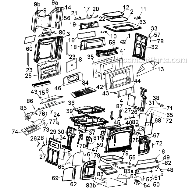 Page A Diagram and Parts List for 2040  Vermont Heating Stove