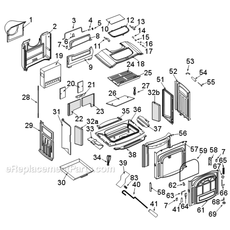 Page A Diagram and Parts List for 2490  Vermont Heating Stove