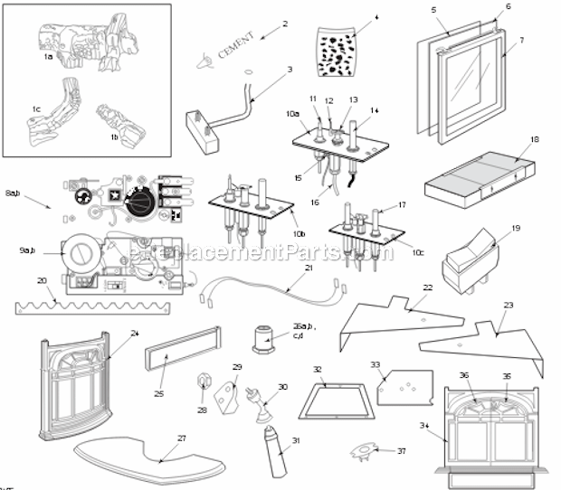 Page A Diagram and Parts List for SDV30 3070-3073 Vermont Fireplace & Insert