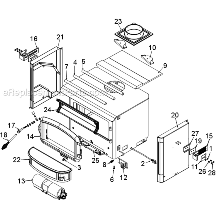 Page A Diagram and Parts List for SSI30  Vermont Fireplace & Insert