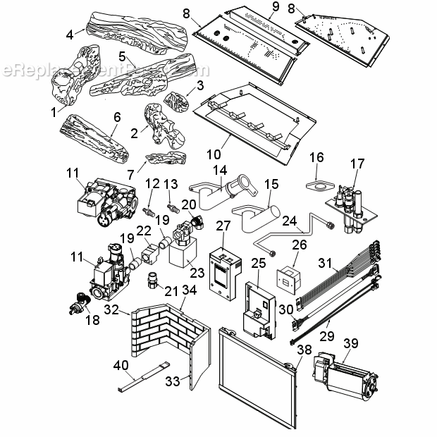 Page A Diagram and Parts List for VC31LDVIPTSC  Vermont Fireplace & Insert