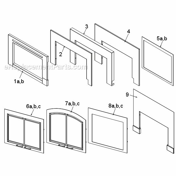 Page B Diagram and Parts List for VC31LDVIPTSC  Vermont Fireplace & Insert