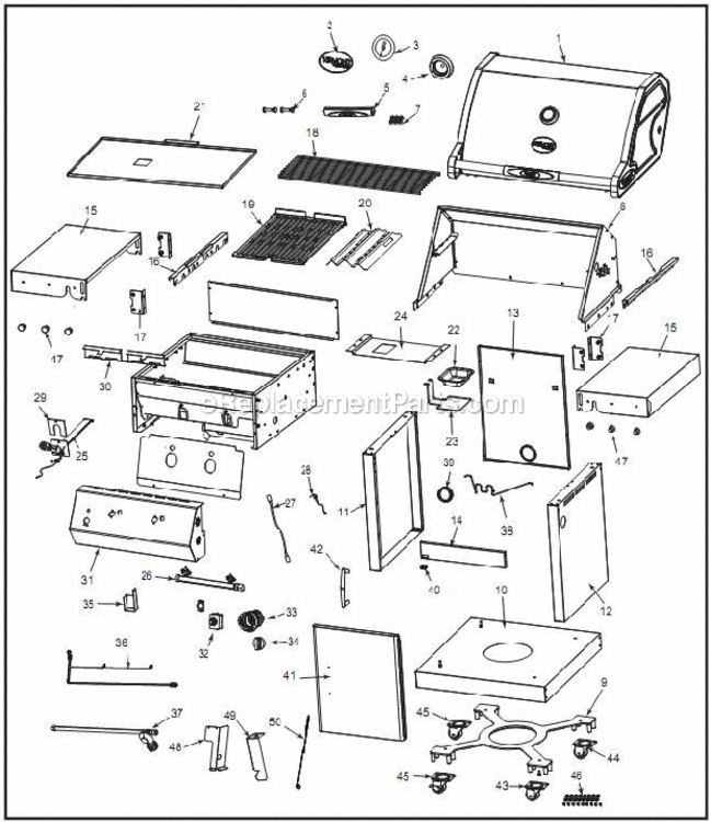 Page A Diagram and Parts List for VCT223SSP  Vermont Grill