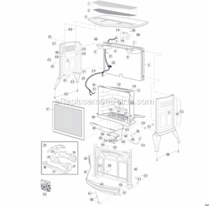 Page A Diagram and Parts List for RUVS40  Vermont Fireplace & Insert