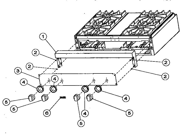 Control Assembly Diagram and Parts List for VGRT36  Viking Cooktop