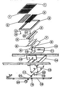 Grill Assembly Diagram and Parts List for VGRT36  Viking Cooktop