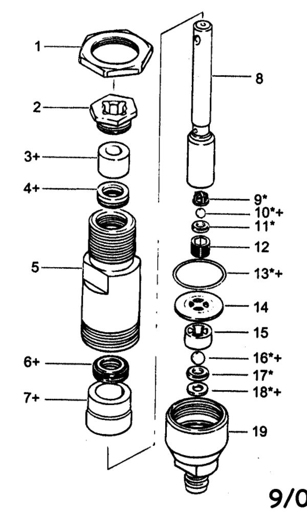 Fluid Section Diagram and Parts List for 935  Wagner Paint Sprayer