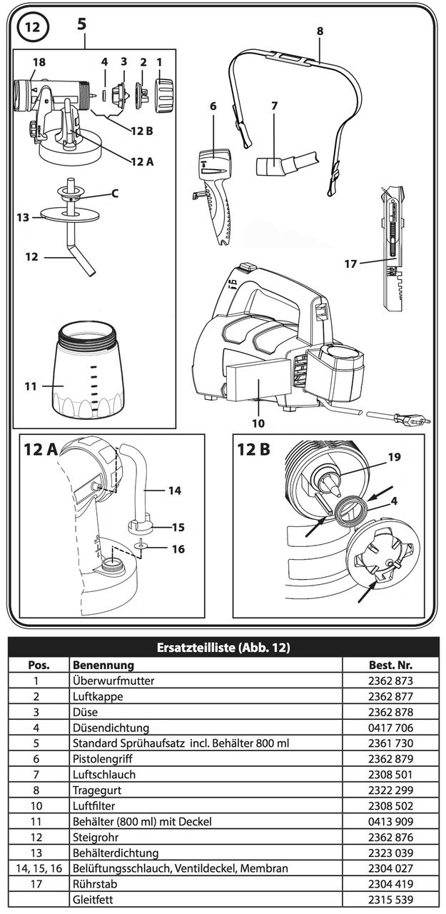 Section 1 Diagram and Parts List for W200  Wagner Paint Sprayer