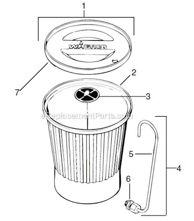 Optional Hopper Assembly Diagram and Parts List for 505  Wagner Sprayer