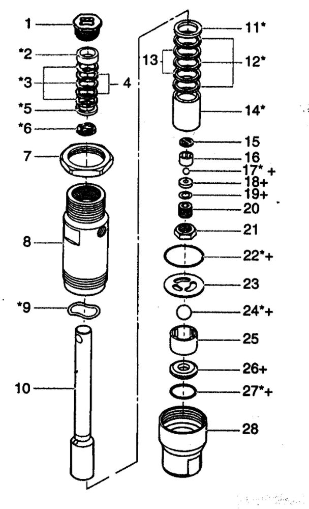 Fluid Section Assembly Diagram and Parts List for 975  Wagner Paint Sprayer