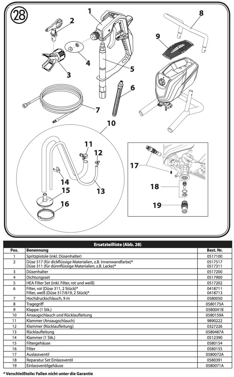 Section 1 Diagram and Parts List for 250M Control Pro Wagner Paint Sprayer