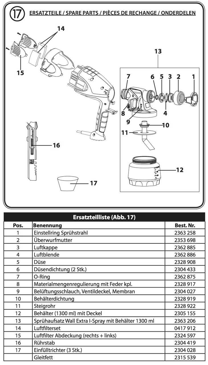 Section 1 Diagram and Parts List for W400  Wagner Paint Sprayer