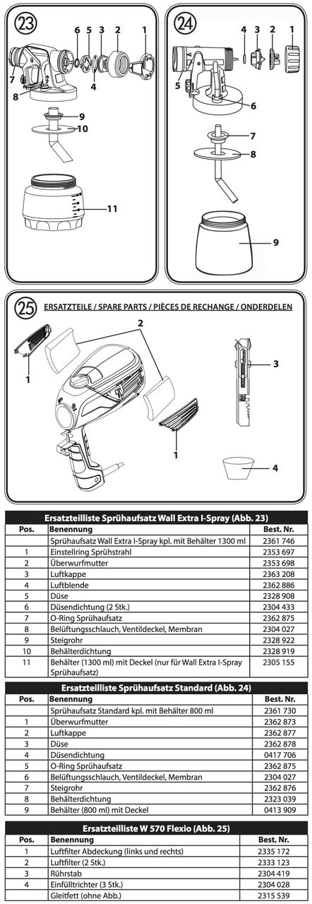 Section 1 Diagram and Parts List for W570FLEXIO  Wagner Paint Sprayer
