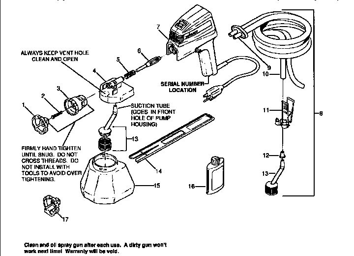 Replacement Parts Diagram and Parts List for 305  Wagner Sprayer