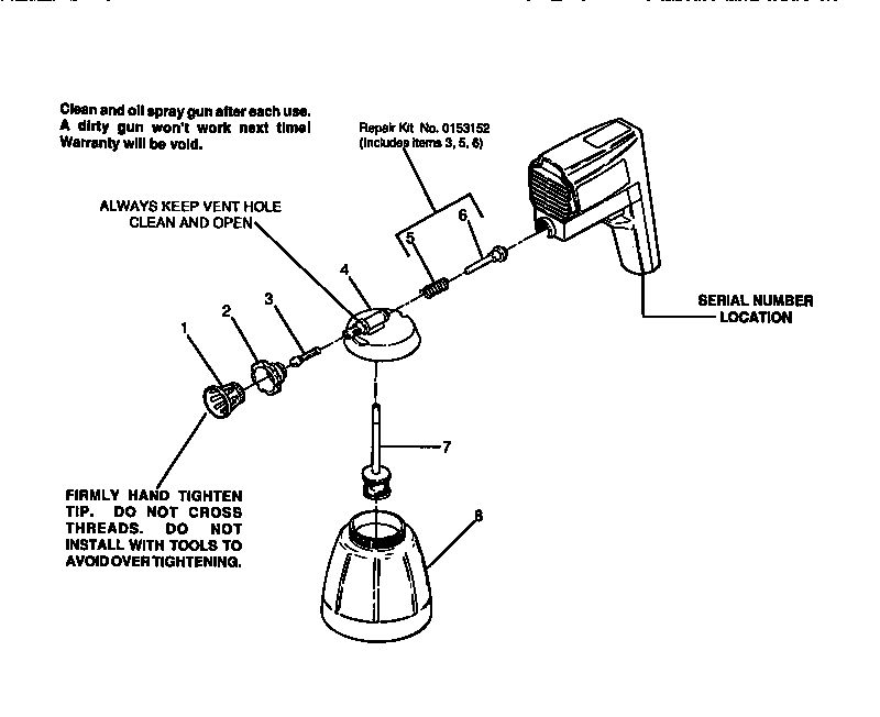 Replacement Parts Diagram and Parts List for 220  Wagner Sprayer