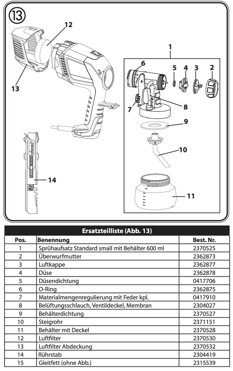 Section 1 Diagram and Parts List for W150  Wagner Paint Sprayer